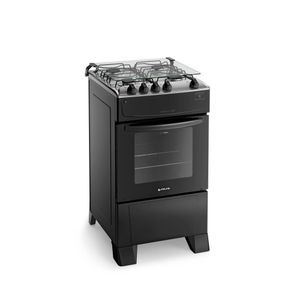 Fogão 4 Bocas Preto Com Mesa Inox Atlas Mônaco Top Bivolt