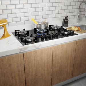 Cooktop 5 Bocas Preto Com Mesa De Vidro Atlas Agile Up Bivolt