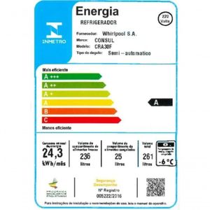 Refrigerador Consul Cra30fb 261 Litros 1 Porta 220v Branco