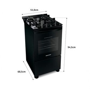 Fogão Brastemp 4 Bocas Mesa De Vidro Preto Bfo4xaeuna - Bivolt