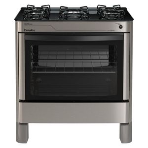 Fogão Esmaltec ágata Glass 5 Bocas Inox Forno Limpa Fácil E Acendimento Automático