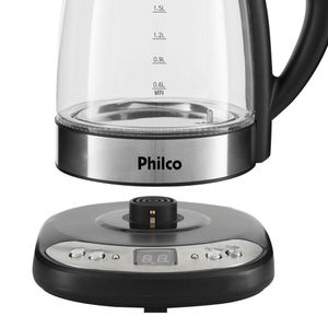 Chaleira Digital Glass Preto com Prata Philco 127V PCHD