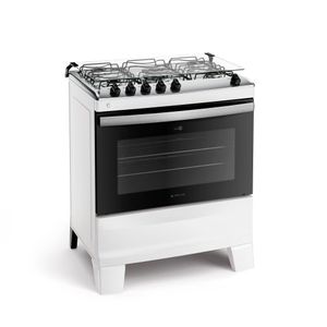 Fogão 5 Bocas Branco Com Mesa Inox Atlas Agile Up Bivolt