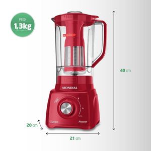 Liquidificador Mondial Turbo Power L-99-fr Liquidificador-220v-vermelho