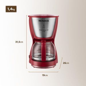 Cafeteira Elétrica Mondial Dolce Arome Inox 220v vermelho