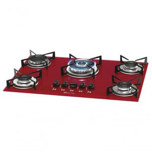 Fogão Cooktop Fischer 5 Bocas Tripla Chama Vermelho Rouge 1743-15738 Bivolt