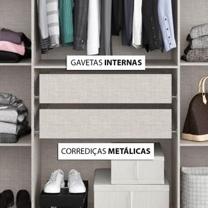 Guarda-Roupa Casal Édez Luna, 6 Portas, Off White e Touch Nogueira