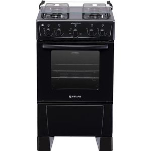 Fogão 4 Bocas Atlas Mônaco Plus Preto Com Mesa Inox - Bivolt