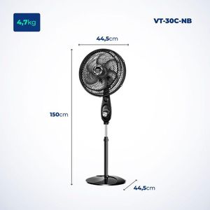 Ventilador Coluna Mondial - Turbo 06 Pás - Vt-30c-nb Vent 30cm Vt-30c-nb 127v/60hz Turbo Coluna