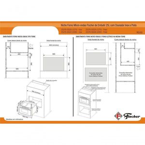 Micro-ondas Fischer De Embutir 25 Litros Com Dourador Inox 25378