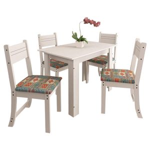 Conjunto Mesa e 4 Cadeiras Indékes, Caribe Branco