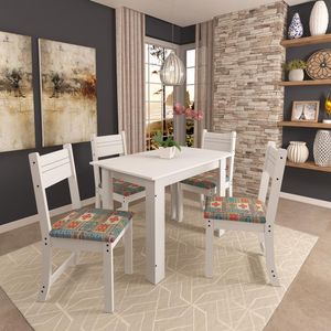 Conjunto Mesa e 4 Cadeiras Indékes, Caribe Branco