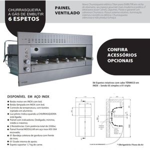 Churrasqueira A Gás De Embutir 6 Espetos Painel Natural
