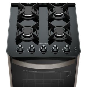 Fogão Esmaltec Esmeralda Glass 4 Bocas Inox Com Forno Autolimpante E Acendimento Automático