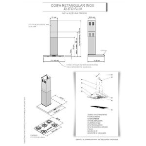 Coifa De Parede 90cm Retangular Duto Slim 220v