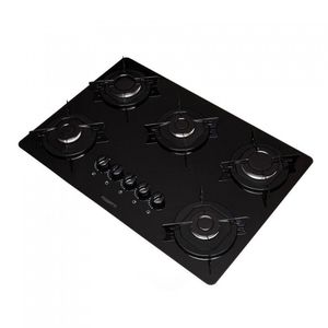 Cooktop 5 Bocas à Gás Mesa De Vidro Temperado 6mm Preto Biv