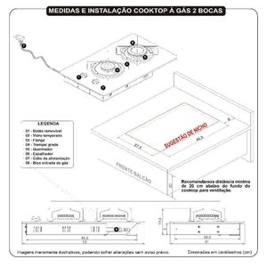 Cooktop 2 Bocas Mesa De Vidro Temperado 6mm Preto Bivolt
