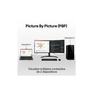 Monitor LG UltraWide Curvo Tela VA de 34 WQHD 3440 x 1440 21:9 sRGB 99% HDR10 PBP 100Hz AMD FreeSync 34WR50QC-B