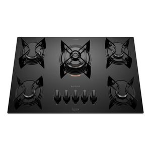 Cooktop 5 Bocas Preto com Mesa de Vidro e Tripla Chama Atlas U Top Bivolt