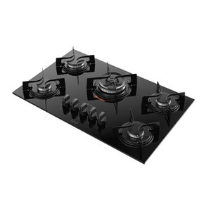 Cooktop 5 Bocas Preto com Mesa de Vidro e Tripla Chama Atlas U Top Bivolt