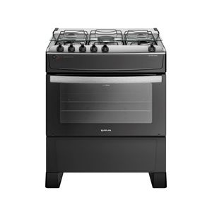 Fogão 5 Bocas Preto com Mesa Inox Atlas Atenas Bivolt