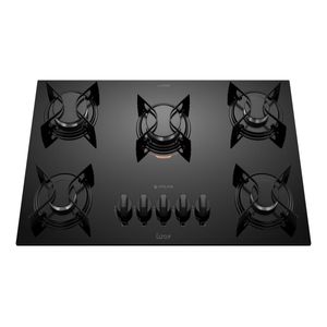 Cooktop 5 Bocas Preto com Mesa de Vidro Atlas U Top Bivolt