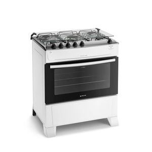 Fogão 5 Bocas Branco com Mesa Inox Atlas Mônaco Top Bivolt