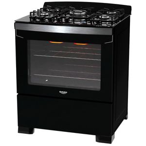 Fogão 5 Bocas Preto com Frente em Vidro Preto e Timer Digital Dako Diplomata Grill Bivolt