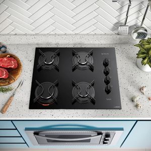 Cooktop 4 Bocas Preto com Mesa de Vidro Atlas U Top Bivolt