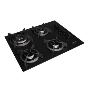 Cooktop 4 Bocas Preto com Mesa de Vidro e Tripla Chama Dako Supreme Bivolt