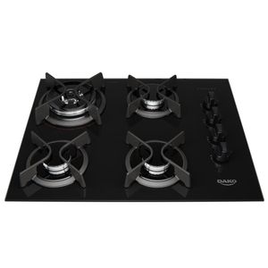 Cooktop 4 Bocas Preto com Mesa de Vidro e Tripla Chama Dako Supreme Bivolt
