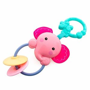 Chocalho Infantil De Bebê - Elefante - Rosa - Dican