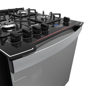 Fogão de Embutir 4 Bocas Preto com Frente Espelhada e Timer Digital Dako Diplomata Grill Style Bivolt