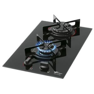 Fogão Cooktop Fit Line Gás Mesa Vidro Preto - Fischer 2 Bocas