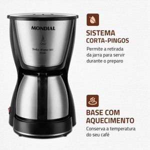 Cafeteira Elétrica Mondial Dolce Arome C-37ji-30x 800w Preto-inox 220V