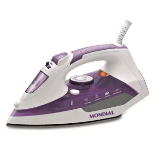 Ferro De Passar A Vapor Mondial Ceramic Express F-40 Antiaderente Branco E Roxo 127v