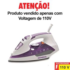 Ferro De Passar A Vapor Mondial Ceramic Express F-40 Antiaderente Branco E Roxo 127v