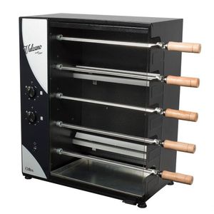 Churrasqueira Assador Carnes A Gás Glp Rotativo Elétrico Bivolt 56 Cm 5 Espetos Aço Vulcano - Arke