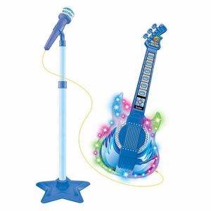 Guitarra Infantil Com Microfone Pedestal - Rock Show - Azul - Dm Toys