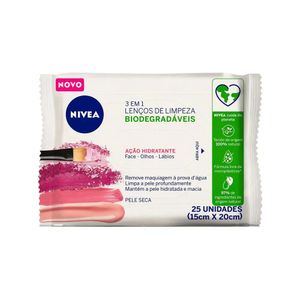 Lenço de Limpeza Demaquilante Nivea Ação Hidratante com 25 Unidades