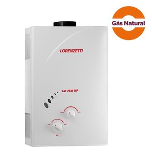 Aquecedor de Água Gás GN Lorenzetti LZ750BP GN, 7,5 Litros, Exaustão Natural