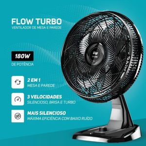 Ventilador De Mesa E Parede Silencioso 220v 180w 8 Pás 50cm Wap Flow Turbo