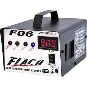 Carregador de Bateria Inteligente 14V 6A 72W com Auxilio de Partida Bivolt Flach F06