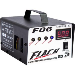 Carregador de Bateria Inteligente 14V 6A 72W com Auxilio de Partida Bivolt Flach F06