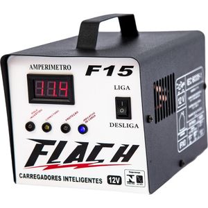 Carregador de Bateria Inteligente 14V 15A 180W com Auxilio de Partida Bivolt Flach F15