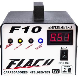 Carregador de Bateiria Inteligente 14V 10A 120W com Auxilio de Partida Bivolt Flach F10