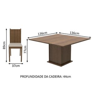 Kit Clarice Mesa Tampo de Madeira com 8 Cadeiras Madesa