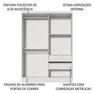 Guarda-Roupas Luke Espelho Branco 2 Portas Correr Madesa
