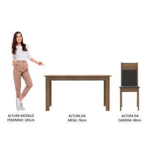Mesa Tampo de Madeira com 4 Cadeiras Rustic Preto