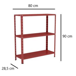 Estante Aço 3 Prateleiras Eaf007 Vermelho